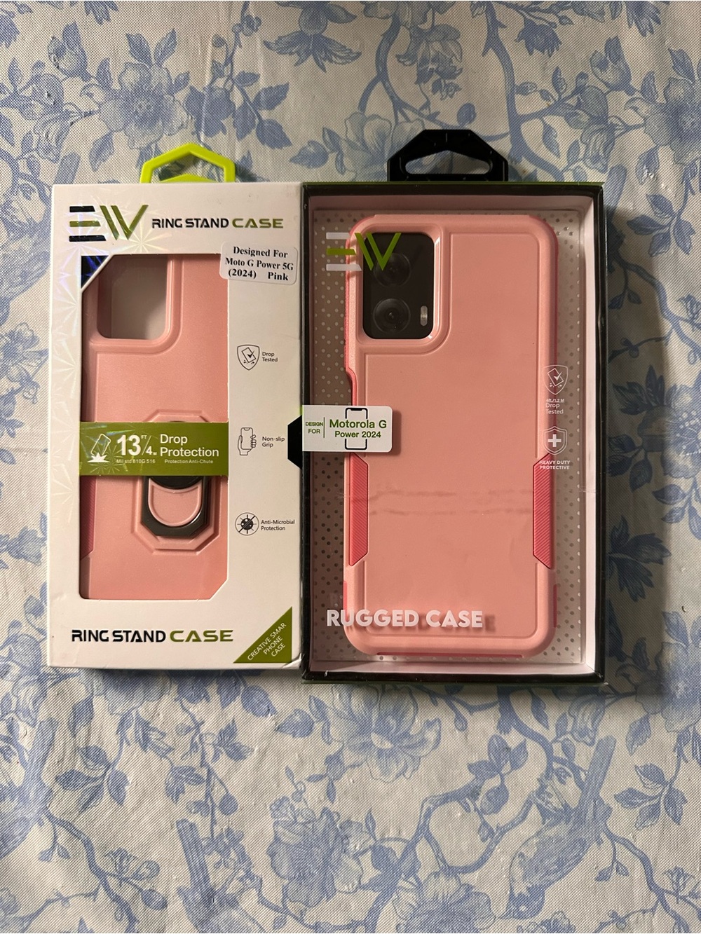 Bundle Pink Rugged Ring Stand Cases for Motorola G Power 2024 by